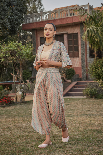 Gayle- Embroidered Jacket Set With Tulip Pants-3