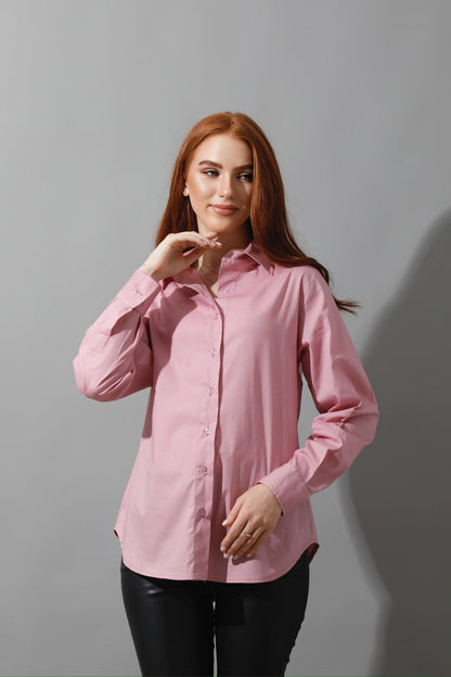 Button Up Basic Shirt - Pink-3