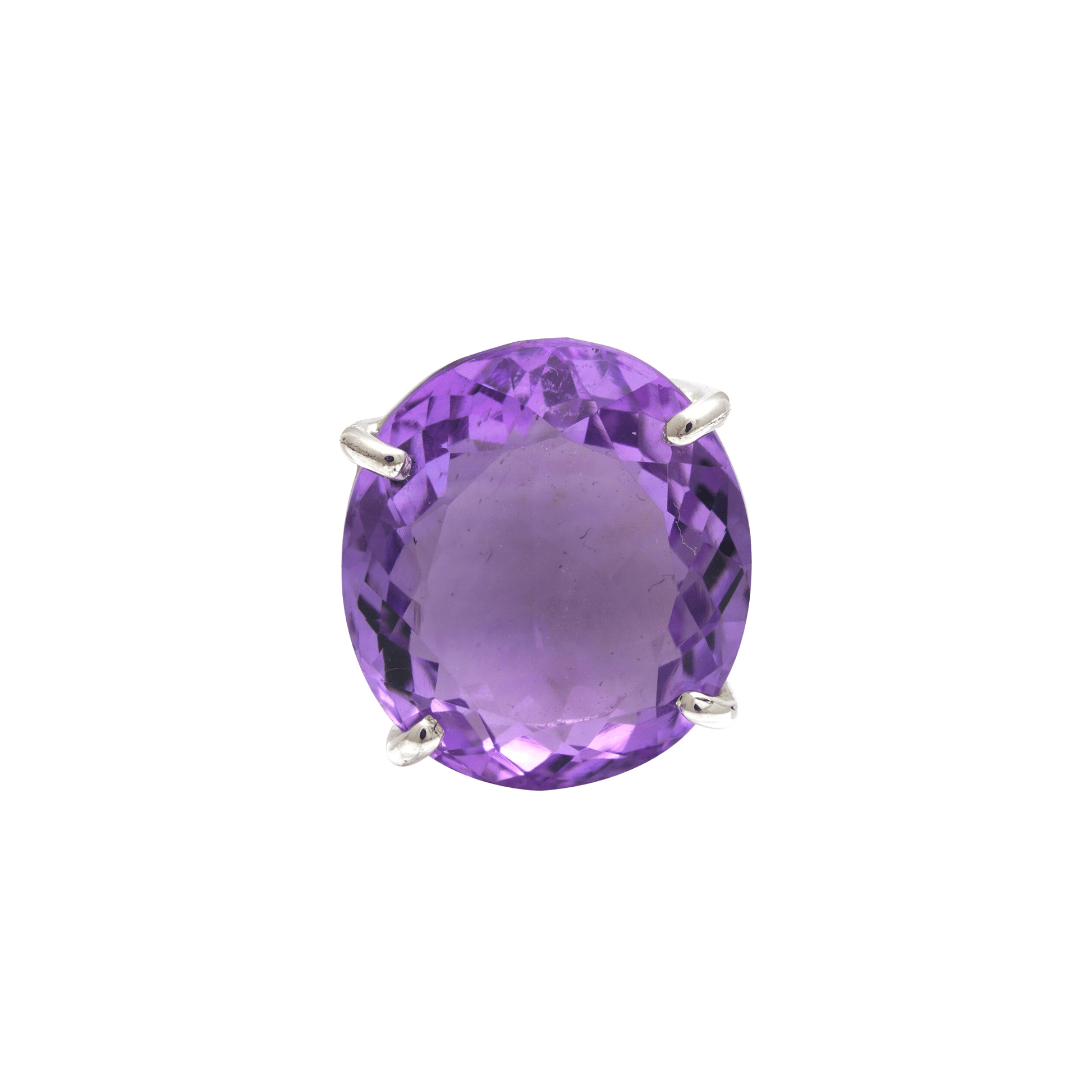 11 - 14 Ct Oval Shaped Amethyst Stone Adjustable Cocktail Ring in US Size 7 in Silver Setting-0