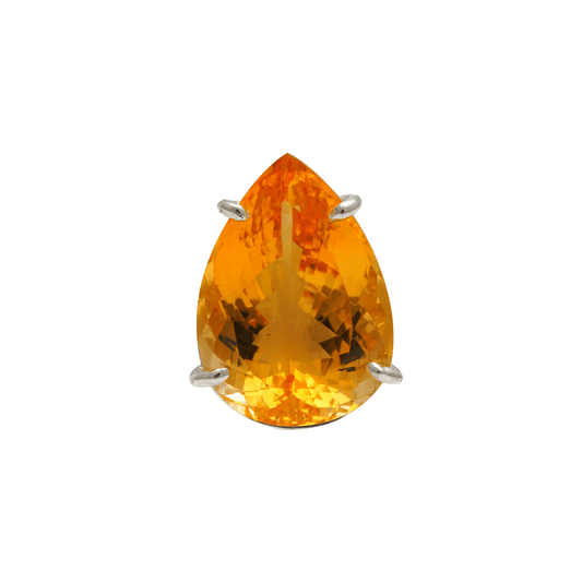 16 - 17 Ct Pear Shaped Citrine Stone Adjustable Cocktail Ring in US Size 7 in Silver Setting-0