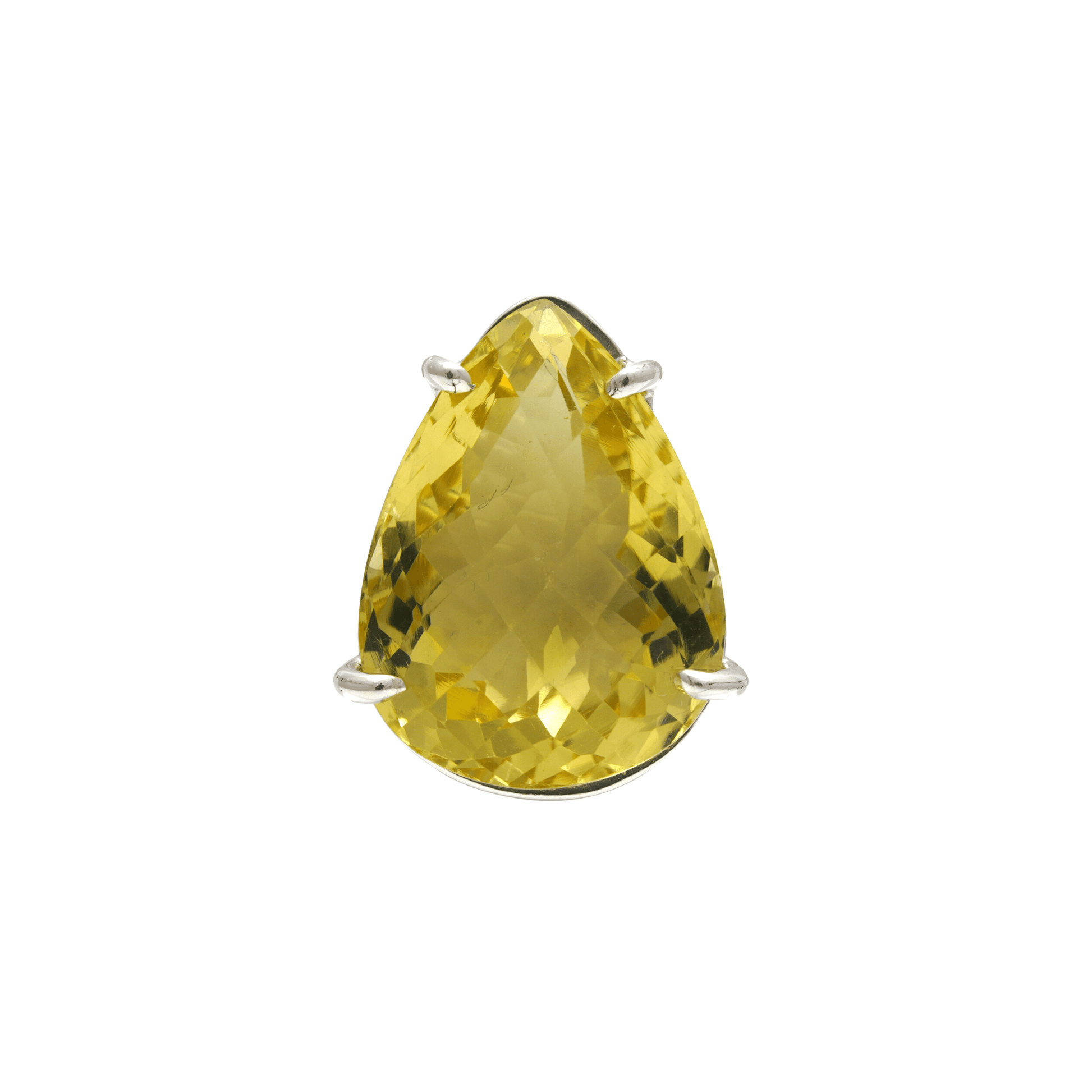 15 - 18 Ct Pear Cut Yellow Topaz Stone Adjustable Cocktail Ring in US Size 7 in Silver Setting-0