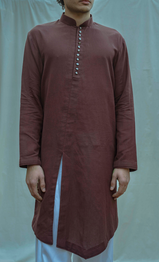 Cotton X Linen Front Silt Kurta-2