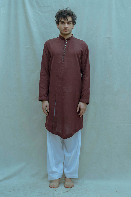 Cotton X Linen Front Silt Kurta-0