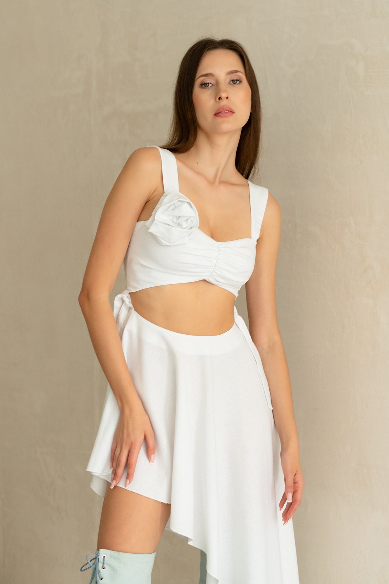 White rose linen top-4