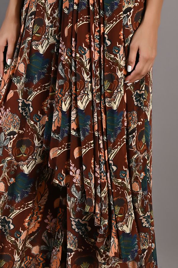 Fern- Printed Jumpsuit With a Drape Attached-4