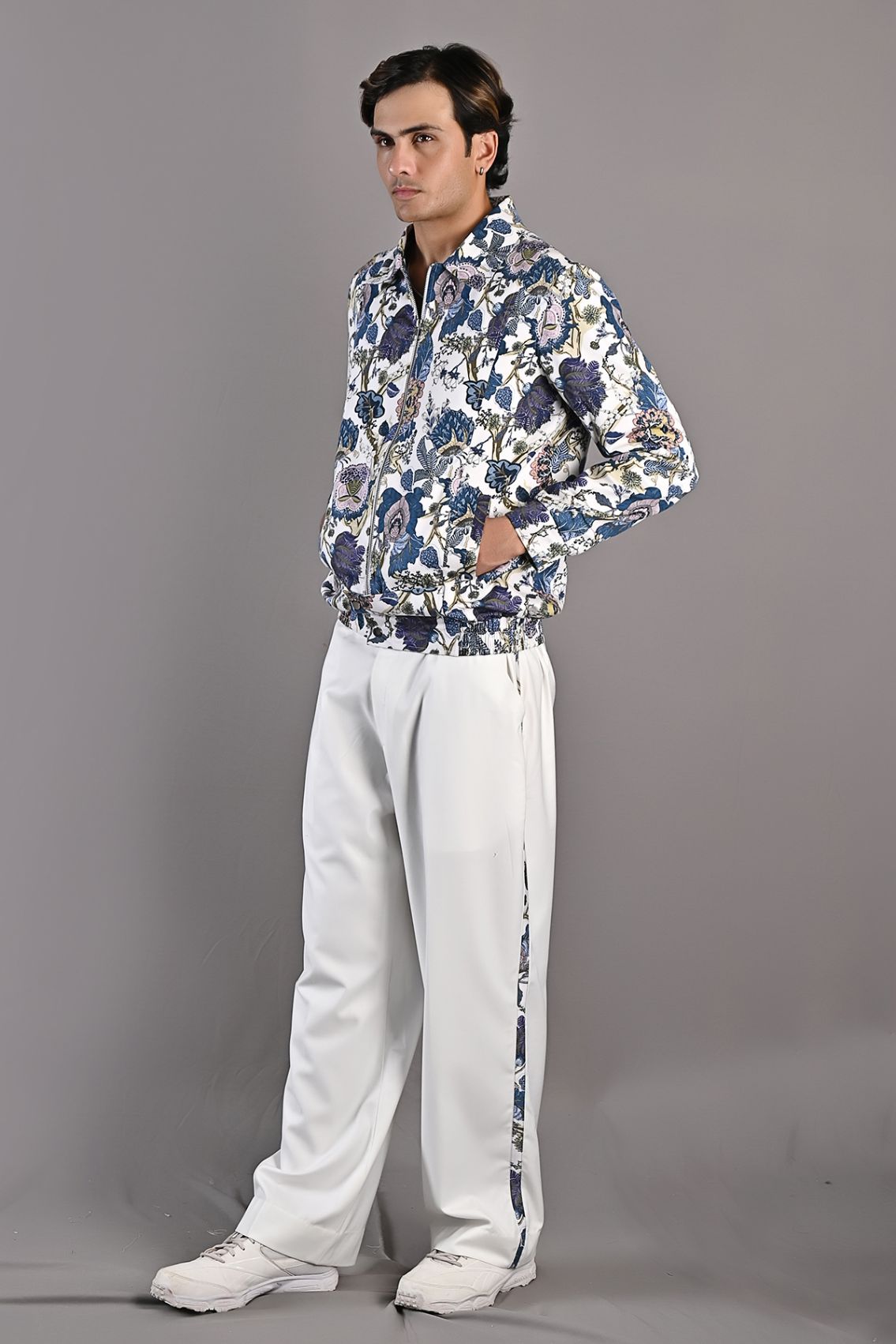 Fionn - Multi Blue Printed Bomber Jacket with Pant Set-2