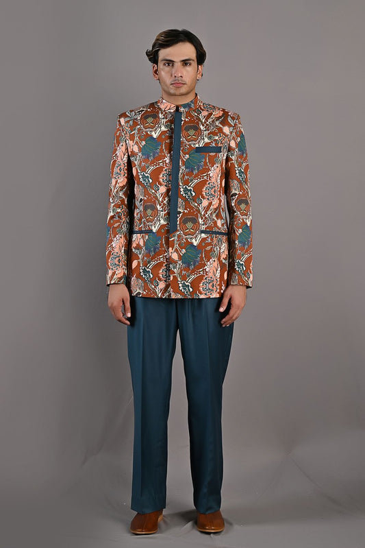 Ren Multi Printed Bandhgala Jacket With Pant-0