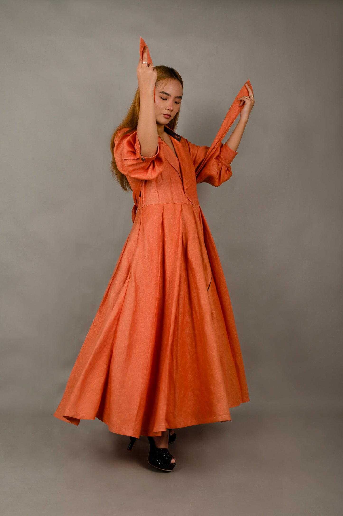 NOV YinYang Long Dress - Tangerine-2