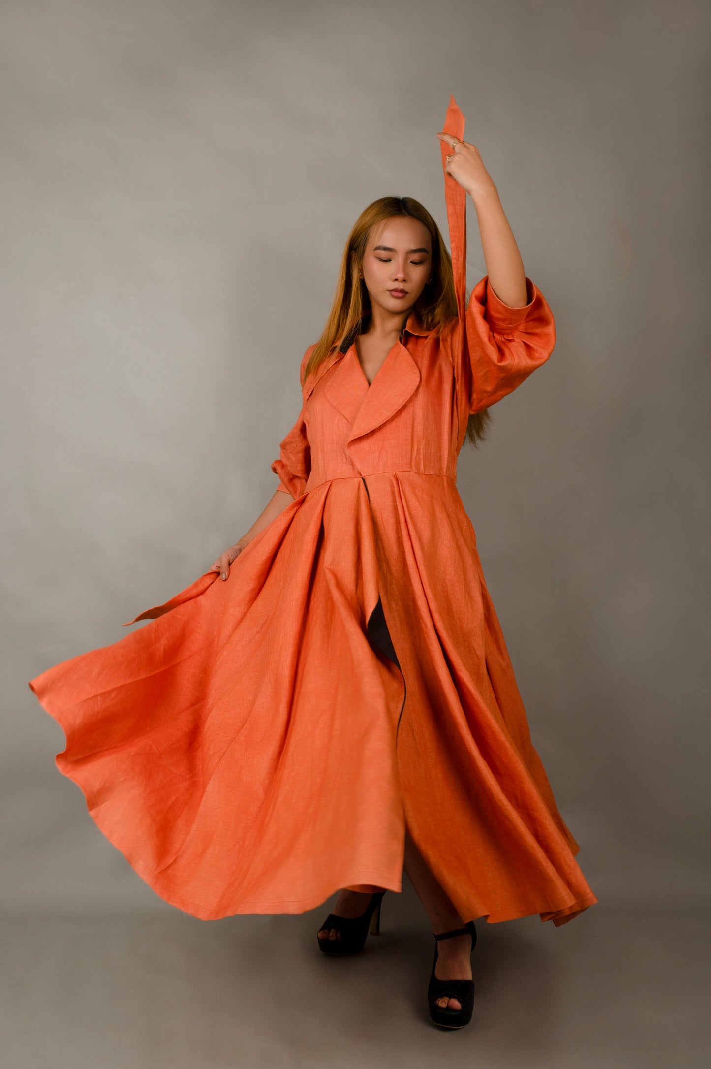 NOV YinYang Long Dress - Tangerine-3