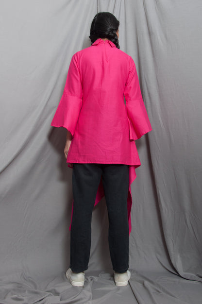 Maya- Pink Asymmetrical Frill Top-2