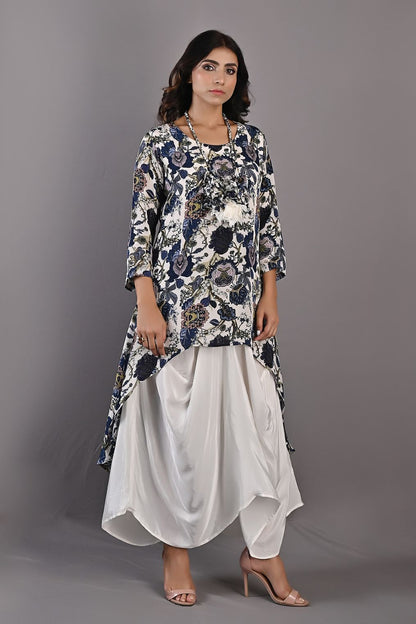 Marguerite- Printed Cowl Dress With Necklace-2