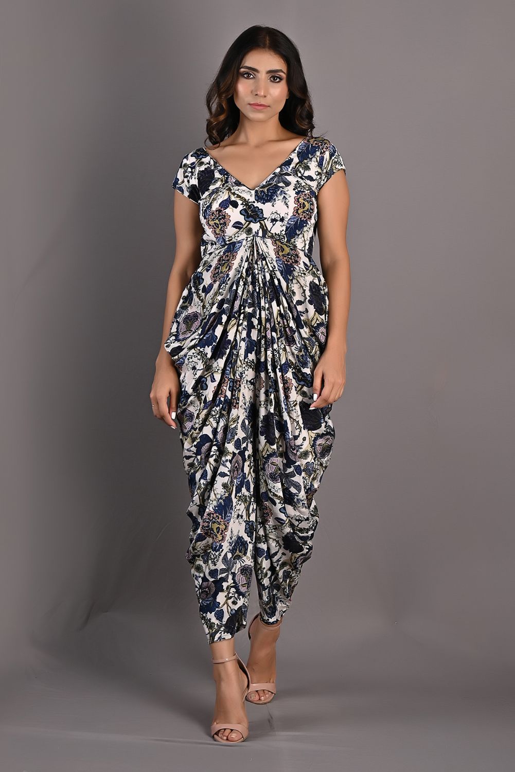 Azalea- Printed Draped Jupmsuit-0