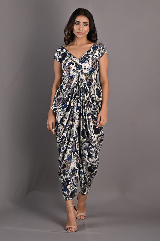 Azalea- Printed Draped Jupmsuit-0