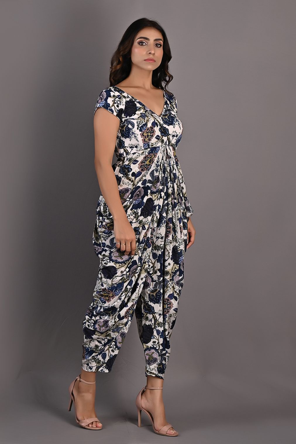 Azalea- Printed Draped Jupmsuit-1