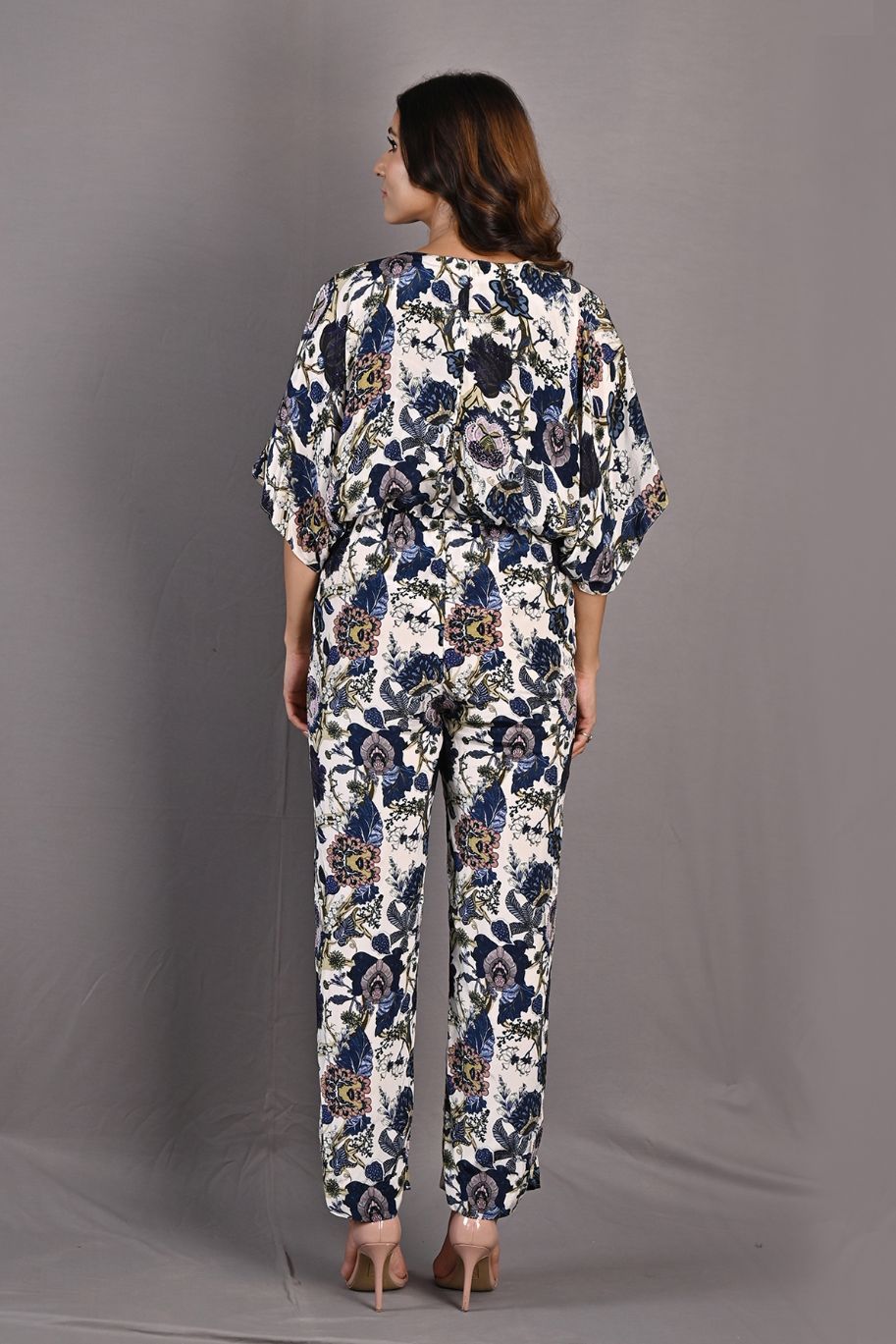 Zinnia- Printed Kaftan Style Jumpsuit with Gathered at the Waistline-4