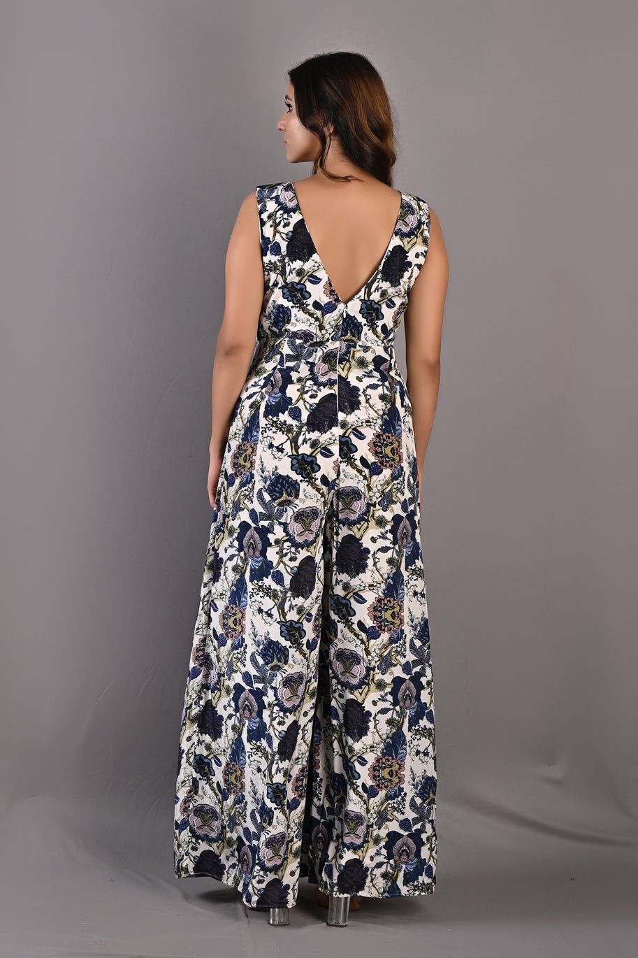 Abelia- Printed Jumpsuit with a Drape Attached-4