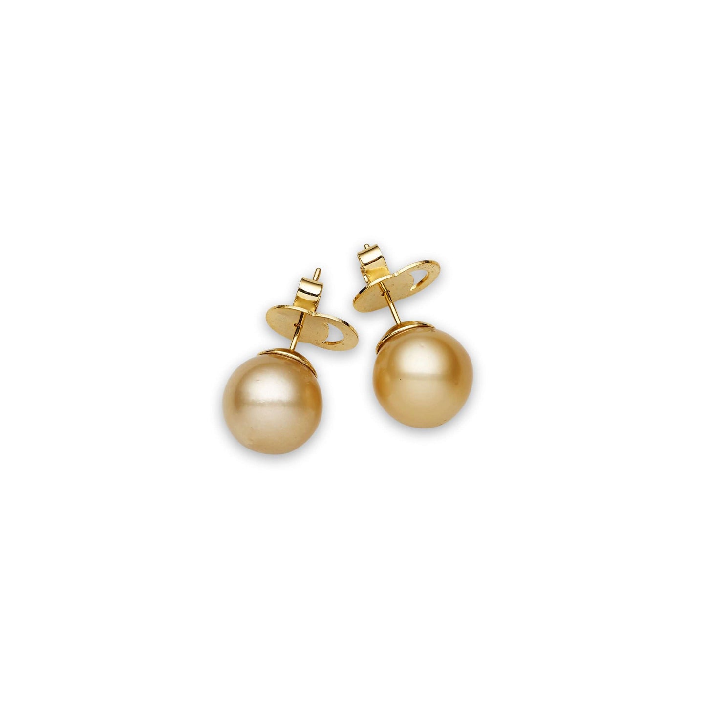 South Sea Gold Pearls Mount White Earrings 13-14 mm AA+-0