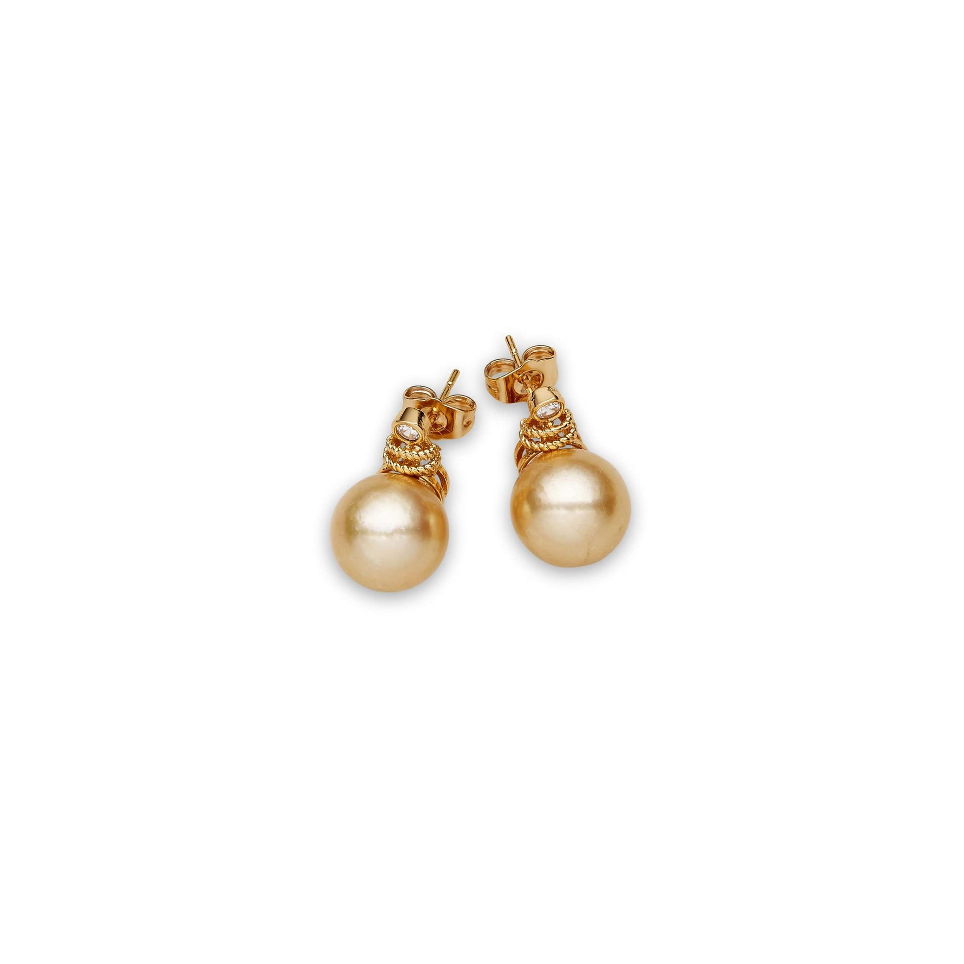 South Sea Gold Pearls Ashfield Earrings 12-13 mm AAA-0