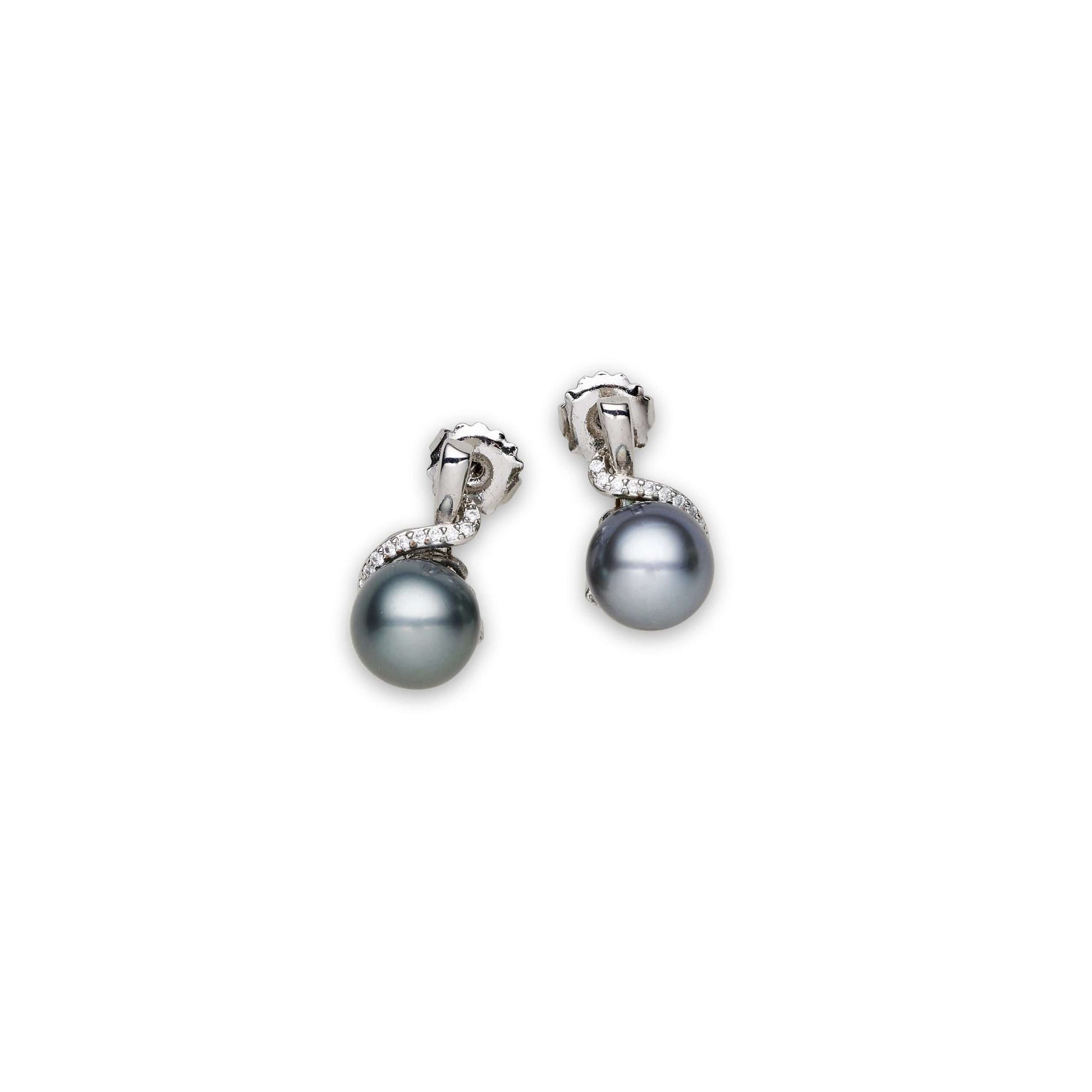 Tahitian South Sea black pearl necklace and earring set