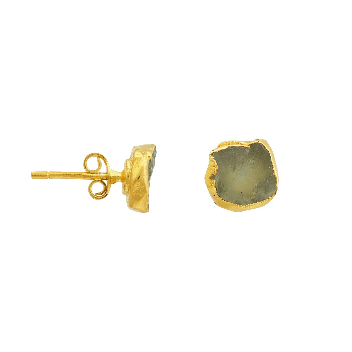 Handmade Aquamarine Earrings in its Natural form Gold Plated-0