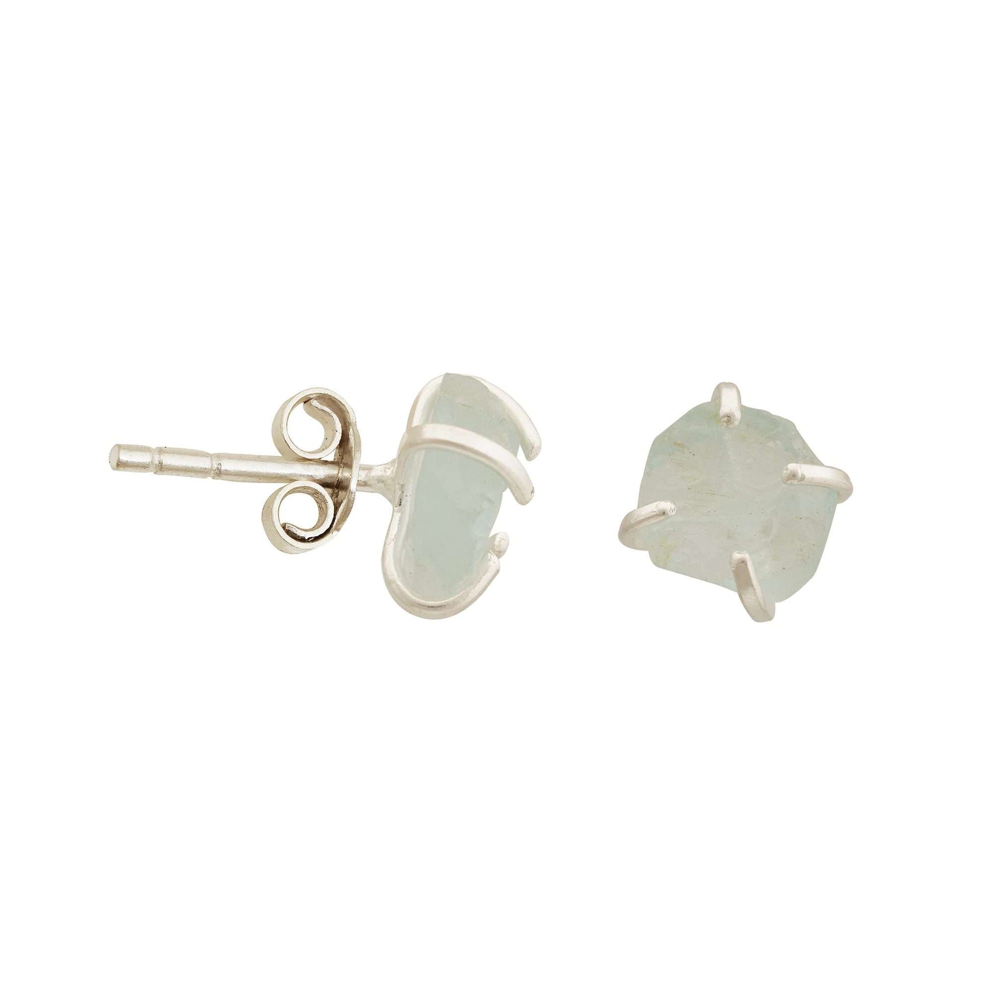 Handmade Aquamarine Earrings in its Natural form in Silver 925-0