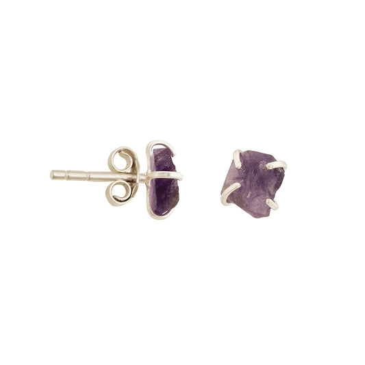 Handmade Amethyst Earrings in its Natural form in Silver 925-0