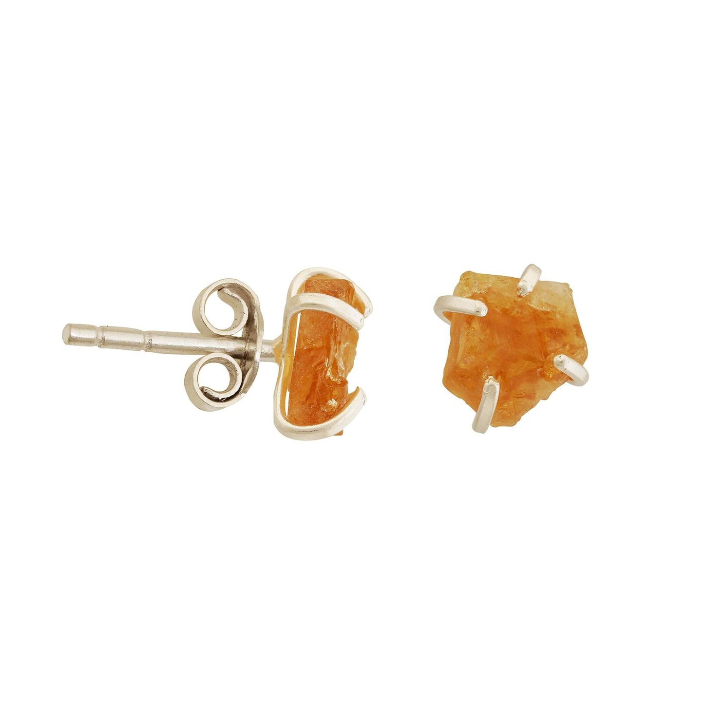 Handmade Citrine Earrings in its Natural form in Silver 925-0