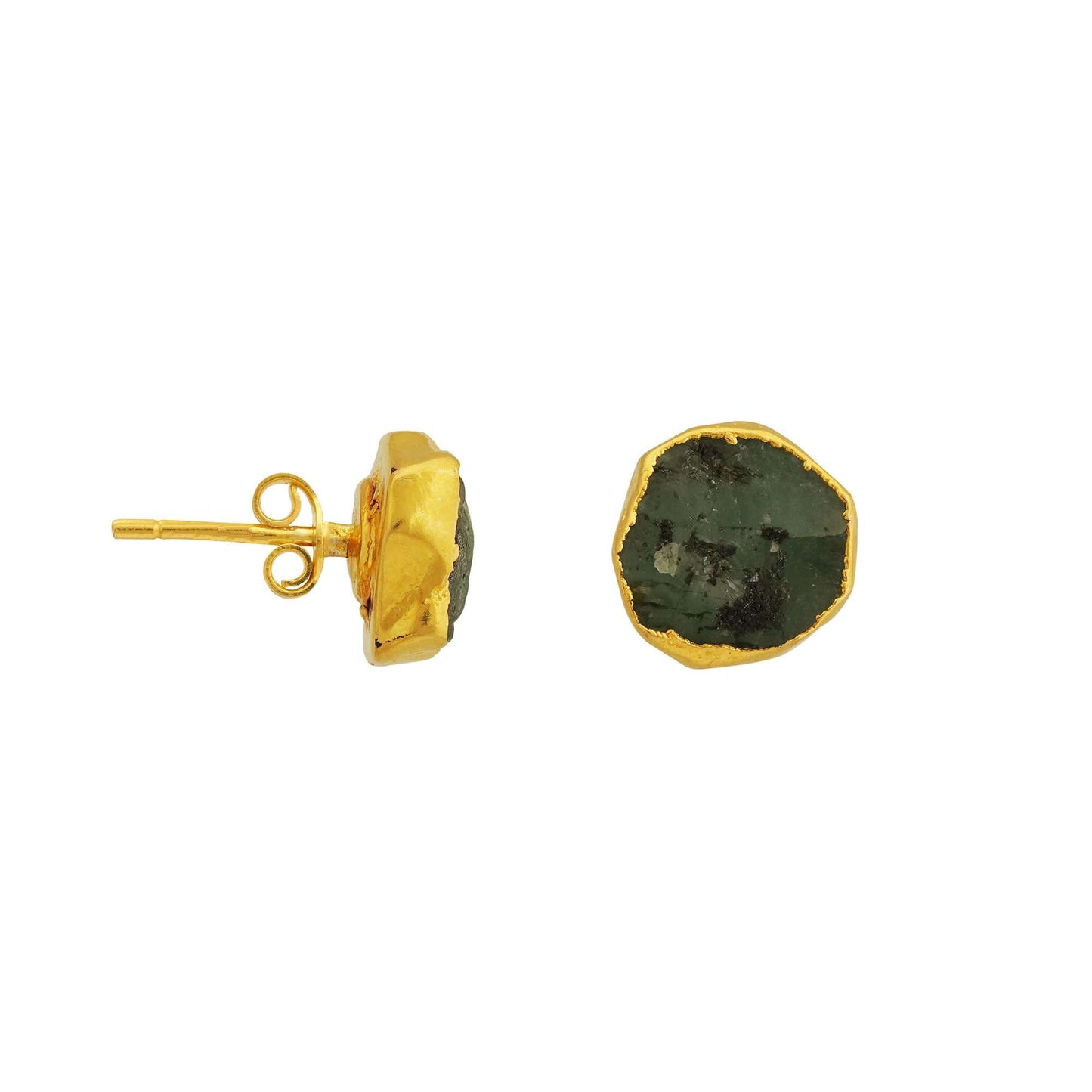 Handmade Raw Emerald Earrings in its Natural form Gold Plated-0