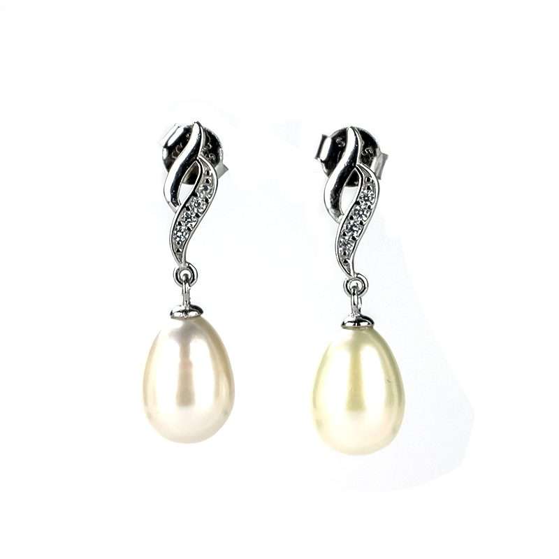 Freshwater White Pearls Fitzroy Earrings 8-9 mm AAA-0