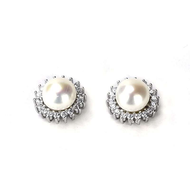 Freshwater White Pearls Hampton Earrings 8-9 mm AAA-0