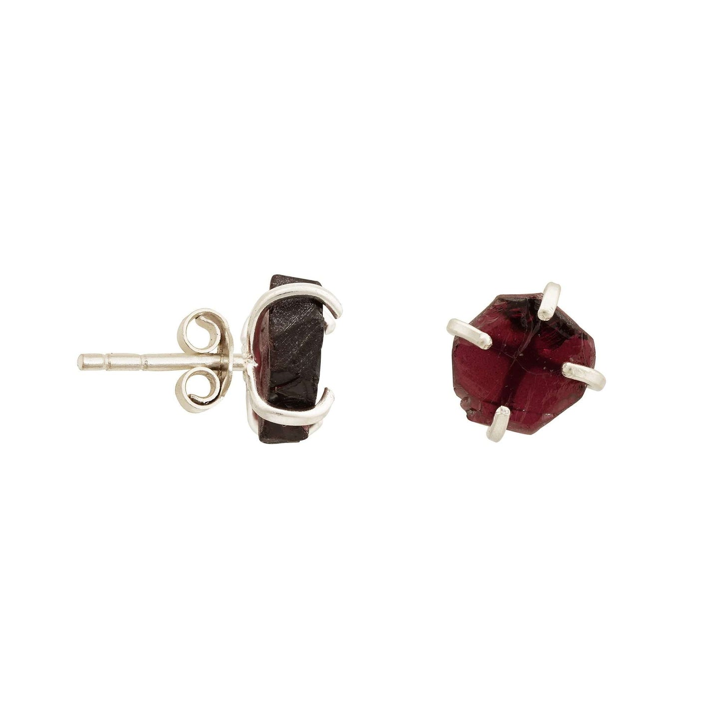 Handmade Garnet Earrings in its Natural form in Silver 925-0