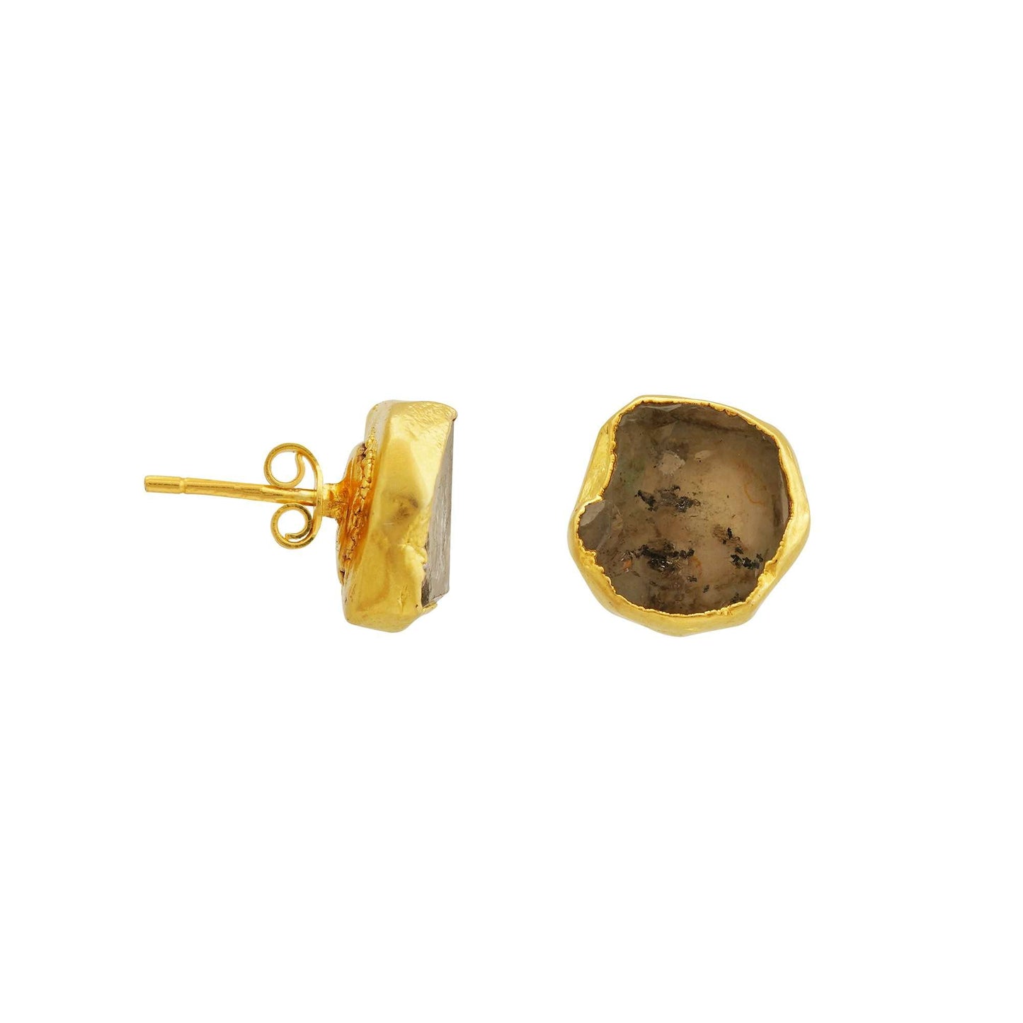 Handmade Herkimer Diamond Earrings in its Natural form Gold Plated-0