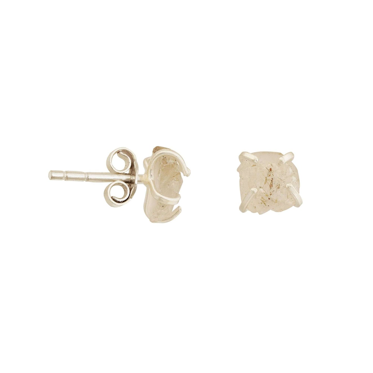 Handmade Herkimer Diamond Earrings in its Natural form in Silver 925-0