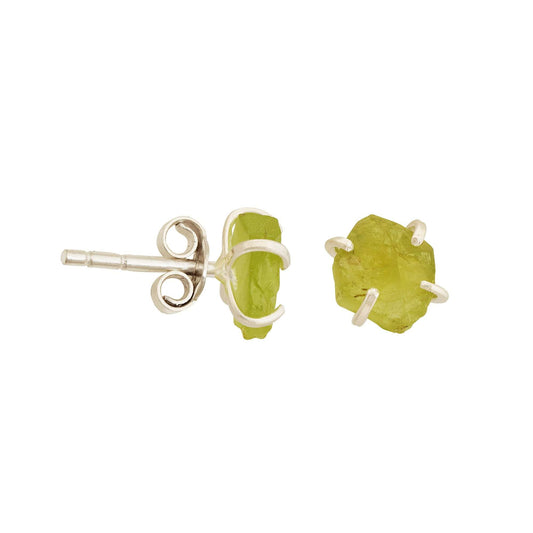 Handmade Peridot Earrings in its Natural form in Silver 925-0