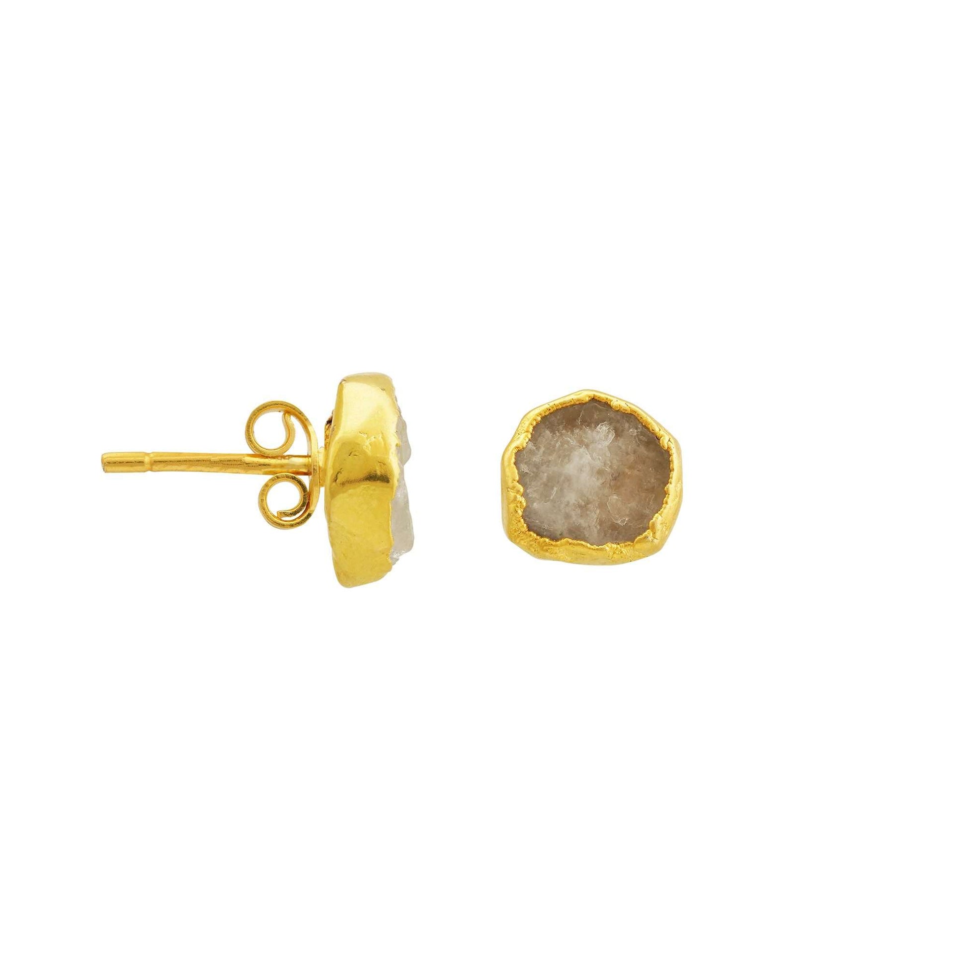 Handmade Moonstone Earrings in its Natural form Gold Plated-0