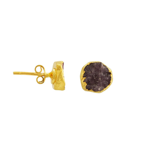 Handmade Ruby Earrings in its Natural form Gold Plated-0