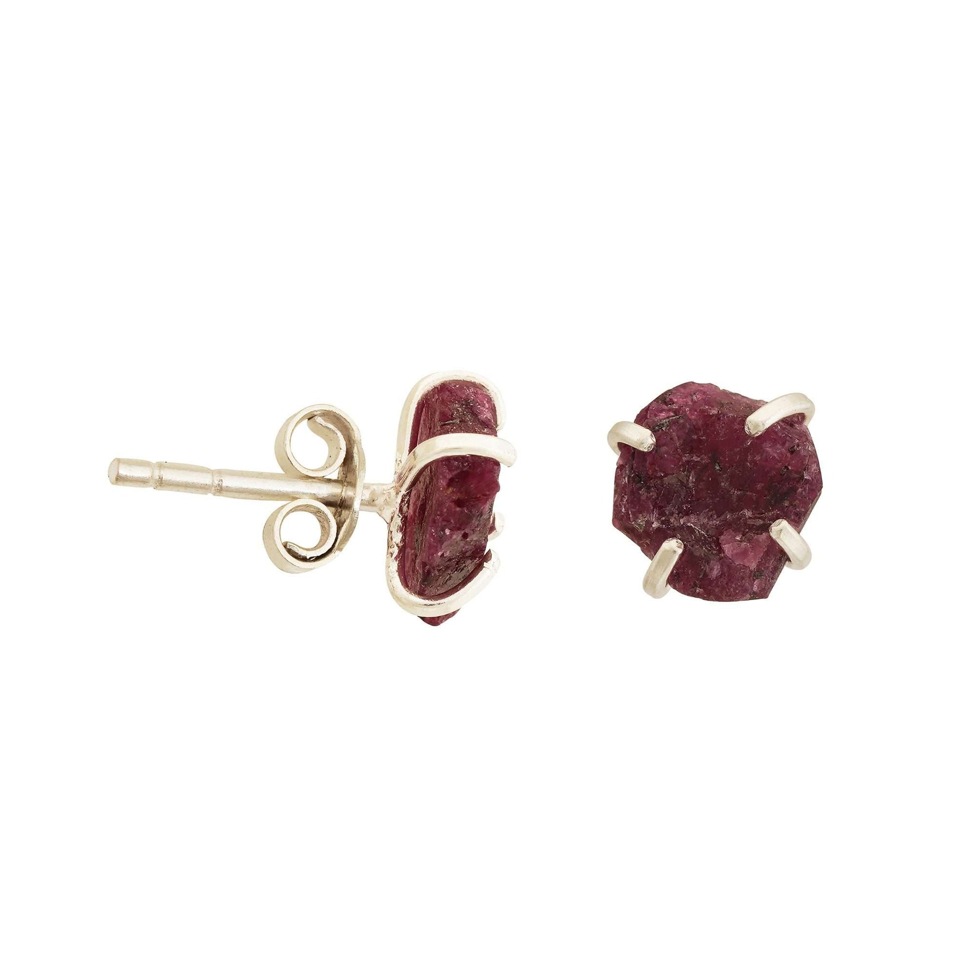 Handmade Ruby Earrings in its Natural form in Silver 925-0