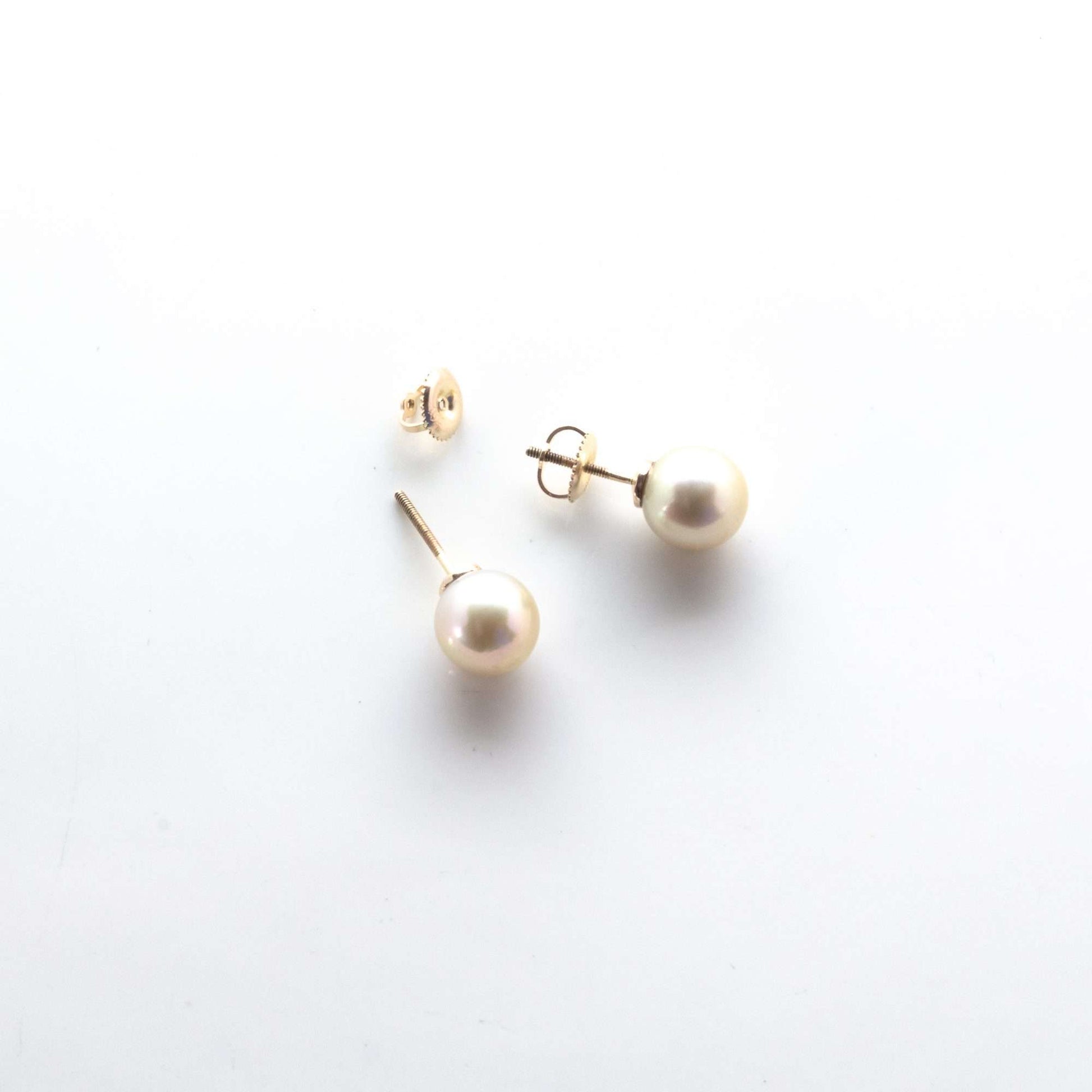 South Sea Golden Pearls in 10 CT Gold Bali Stud Earrings 8.5 - 9.5 MM AA+-0