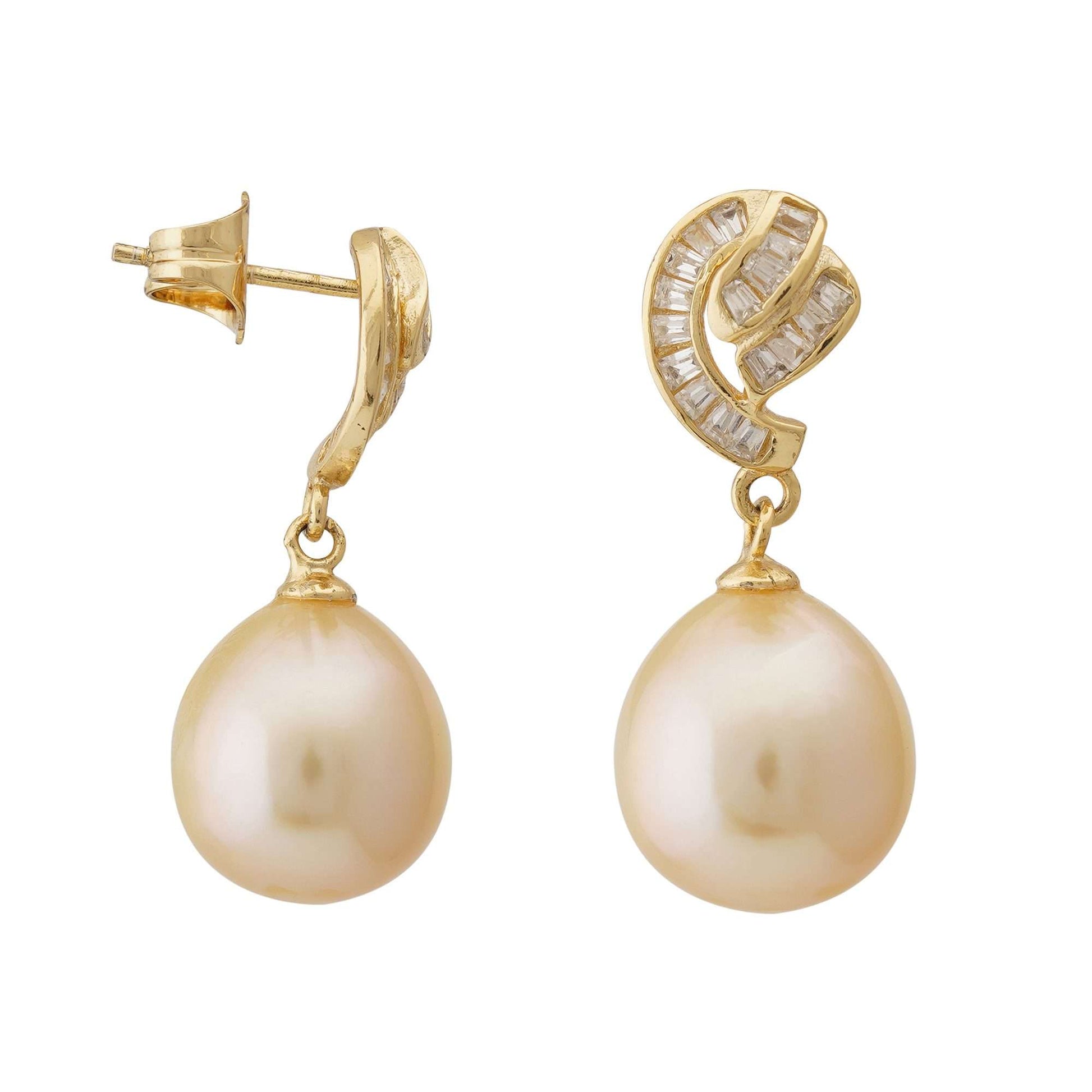 South Sea golden tear drop pearl earrings