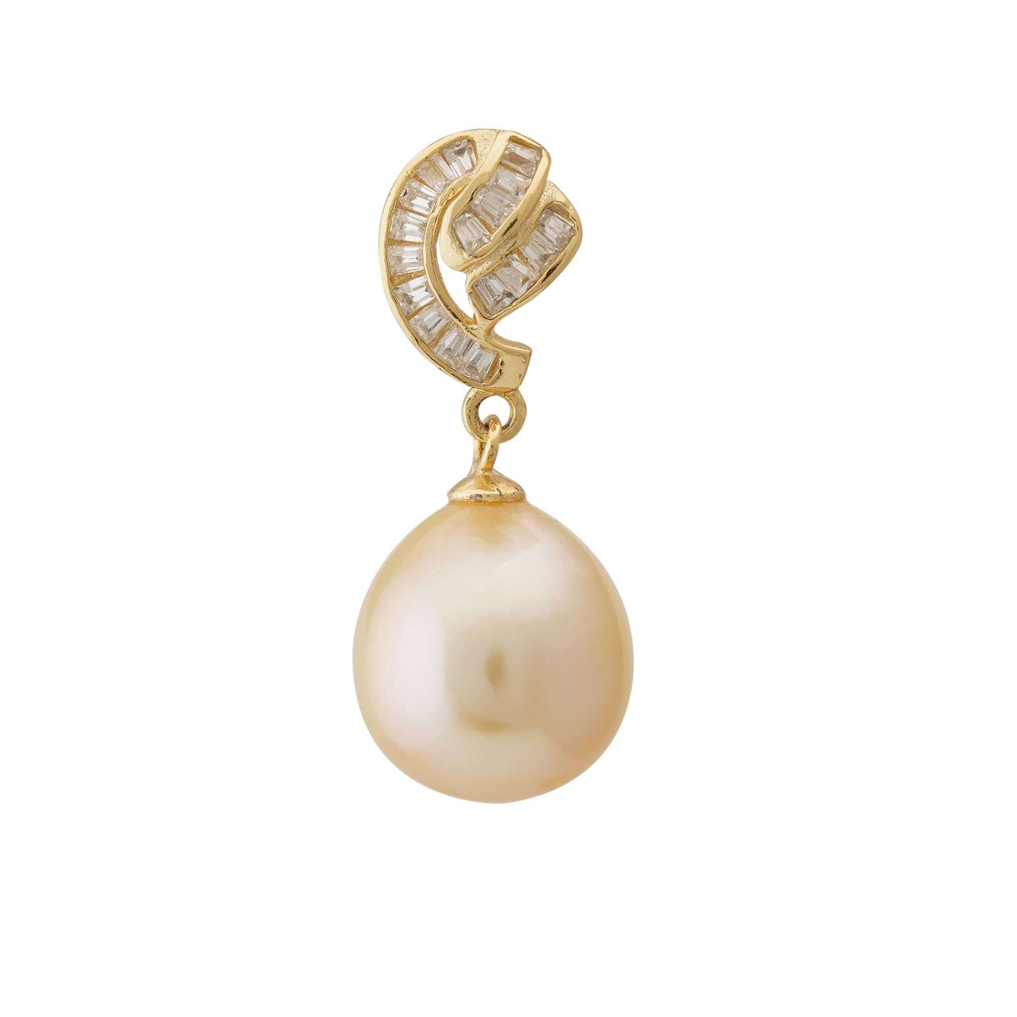 South Sea Golden Pearls Tear Drop Tokyo Earrings 11-12.2 MM-3