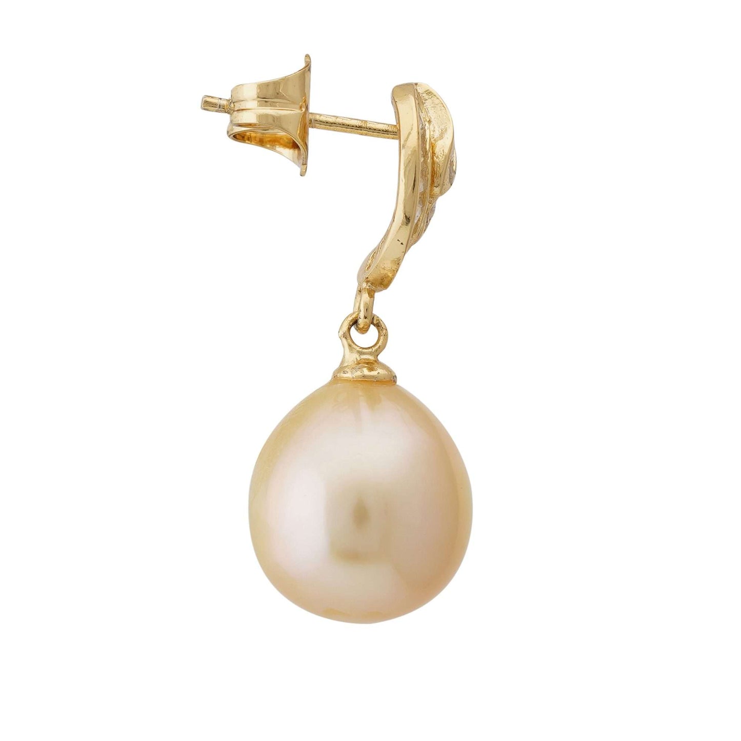 South Sea Golden Pearls Tear Drop Tokyo Earrings 11-12.2 MM-4