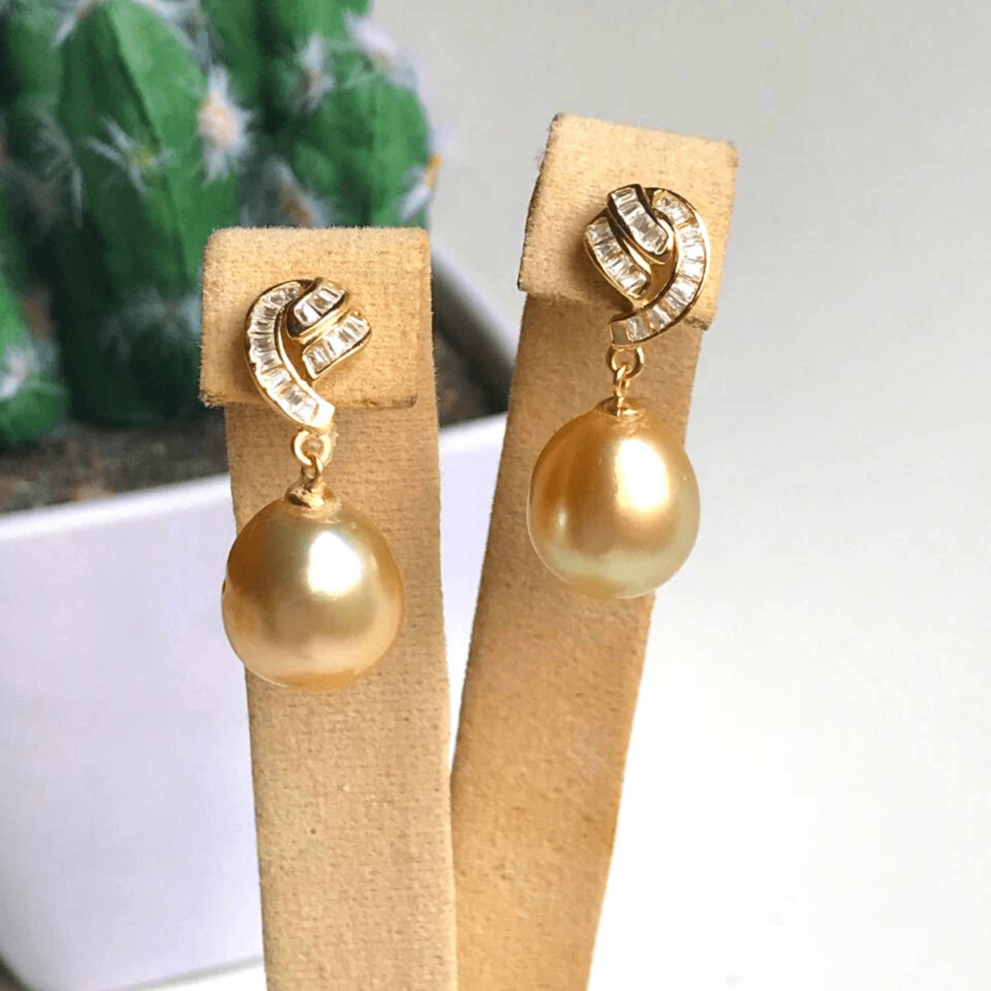 South Sea golden tear drop pearl earrings