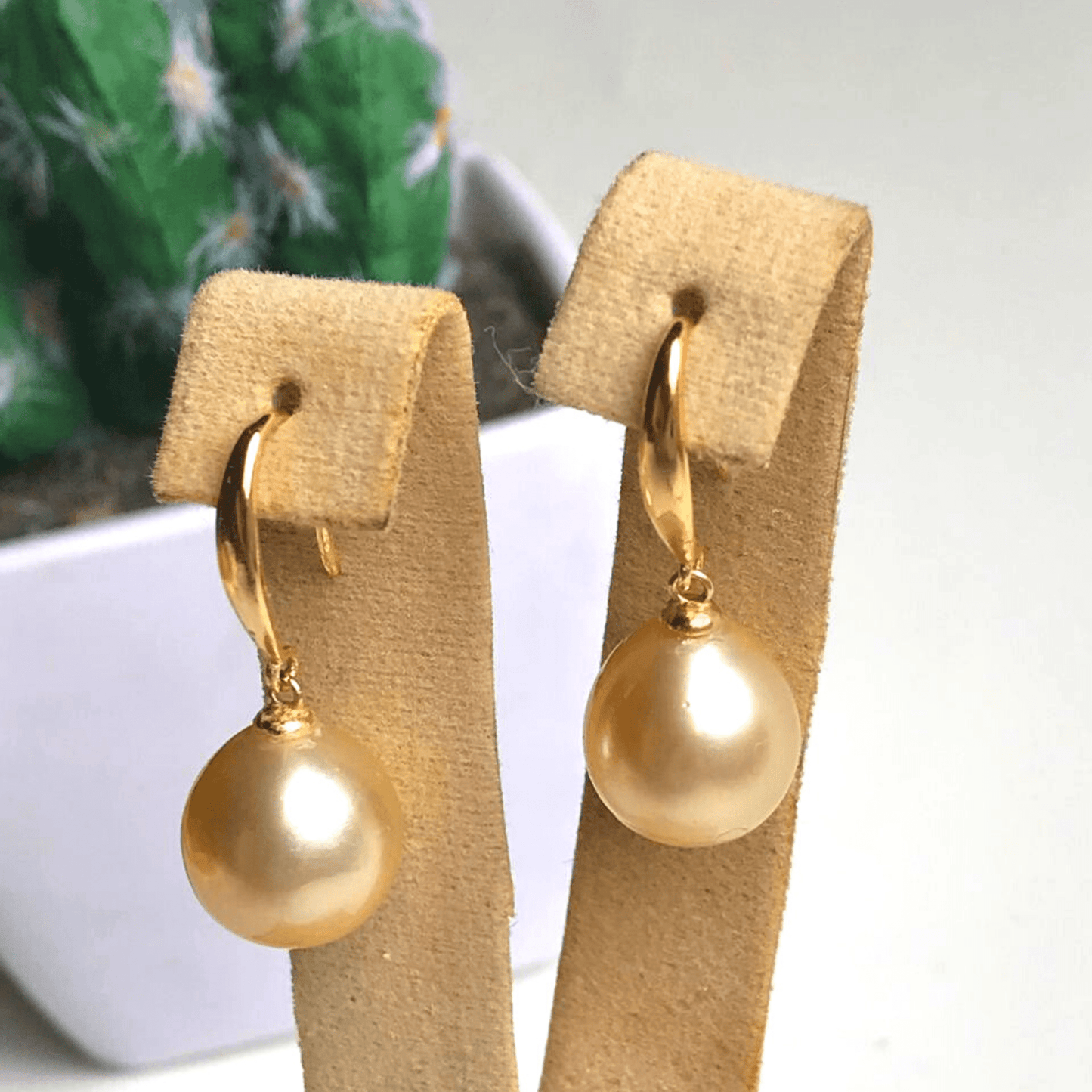 South Sea golden tear drop pearl earrings