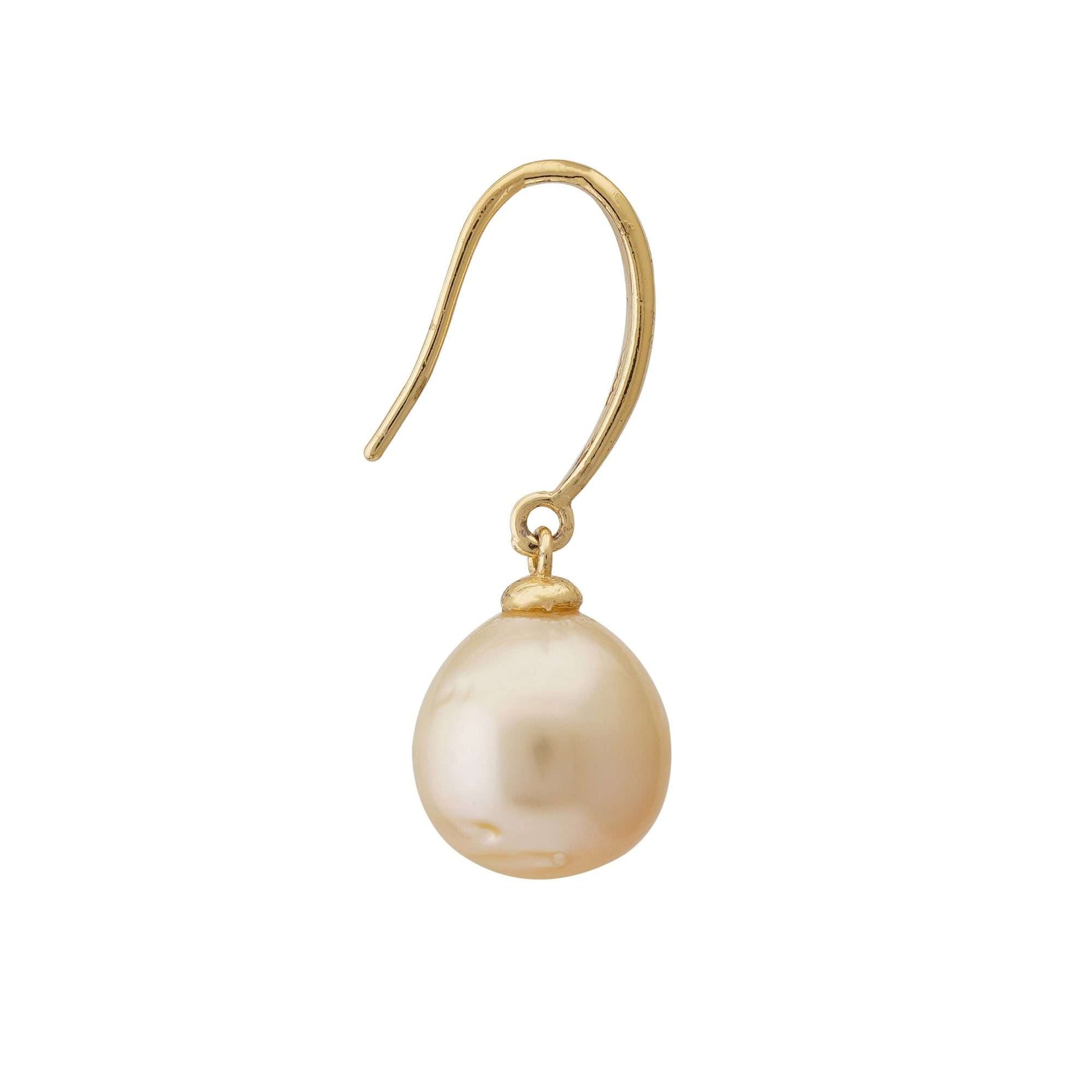 South Sea Golden Pearls Tear Drop Suva Earrings 11-12.5 MM AA+-2