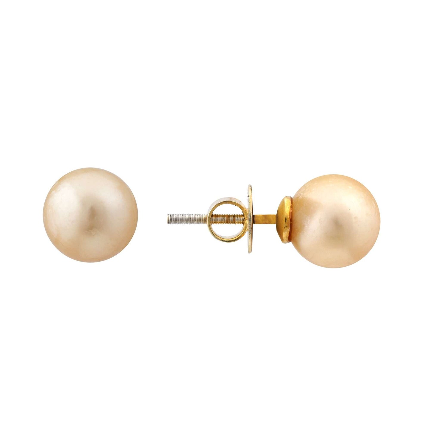 South Sea Golden Pearl Alford Stud Earrings 10 - 10.5 MM-0