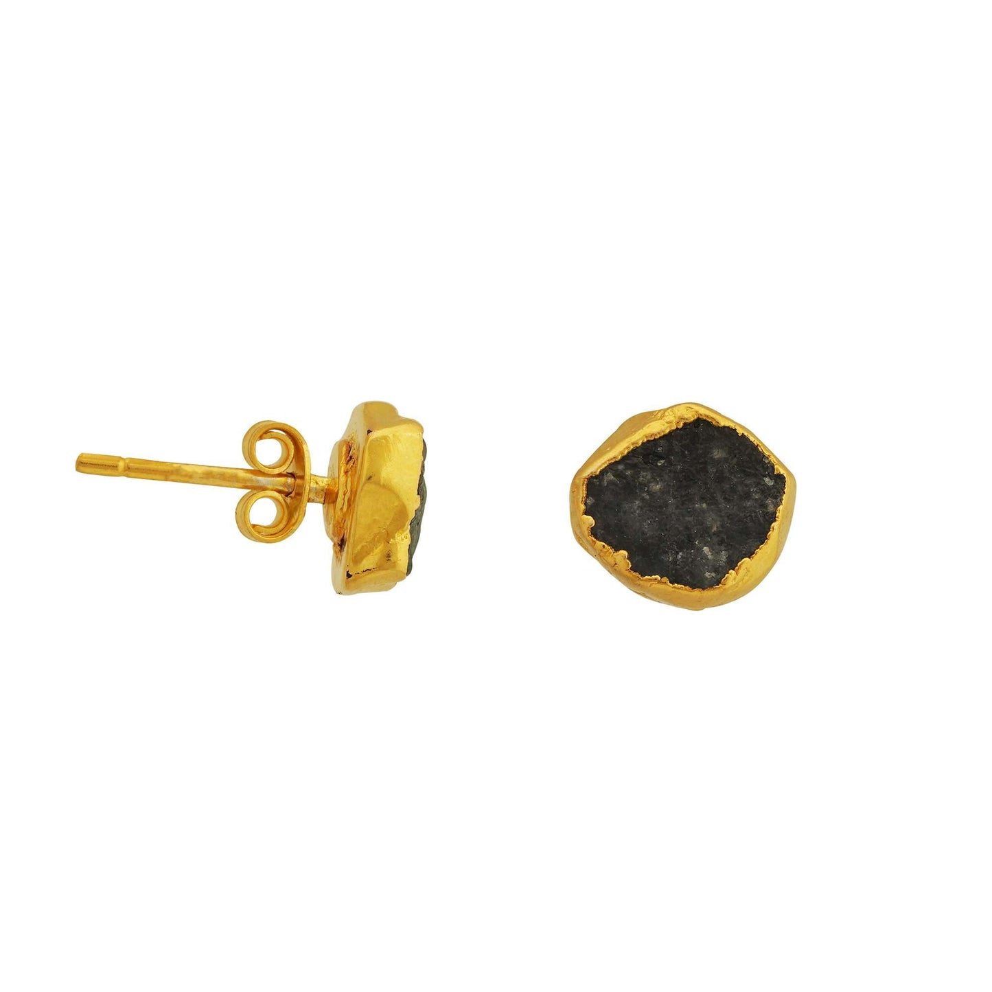 Handmade Sapphire Earrings in its Natural form Gold Plated-0