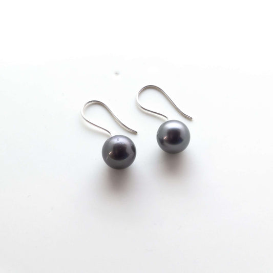 Tahitian South Sea Black Pearls French Hook Nantes Earrings in 10 CT Gold 10.5 - 11.5 MM AA-0