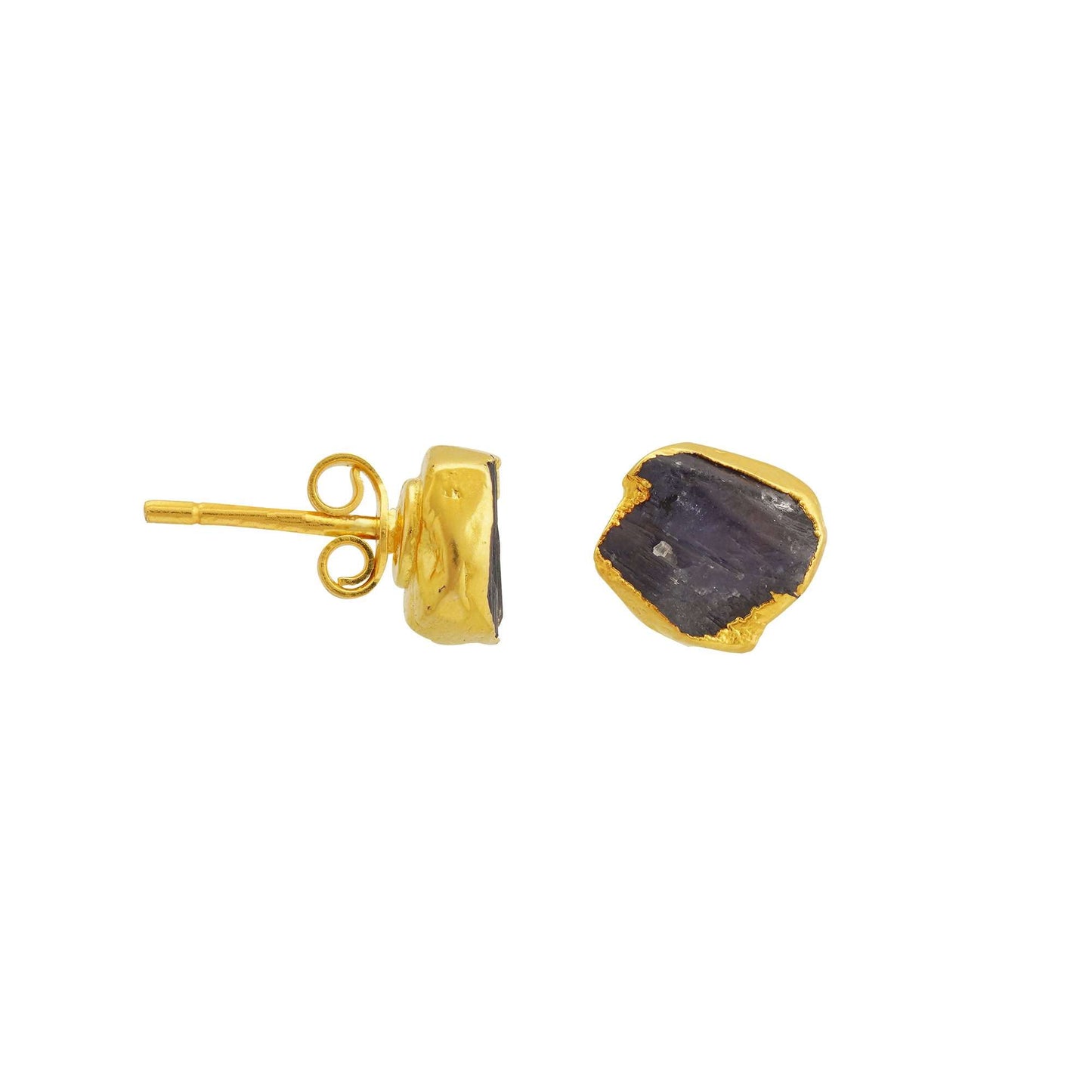 Handmade Tanzanite Earrings in its Natural form Gold Plated-0