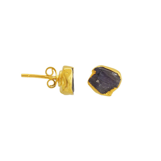 Handmade Tanzanite Earrings in its Natural form Gold Plated-0