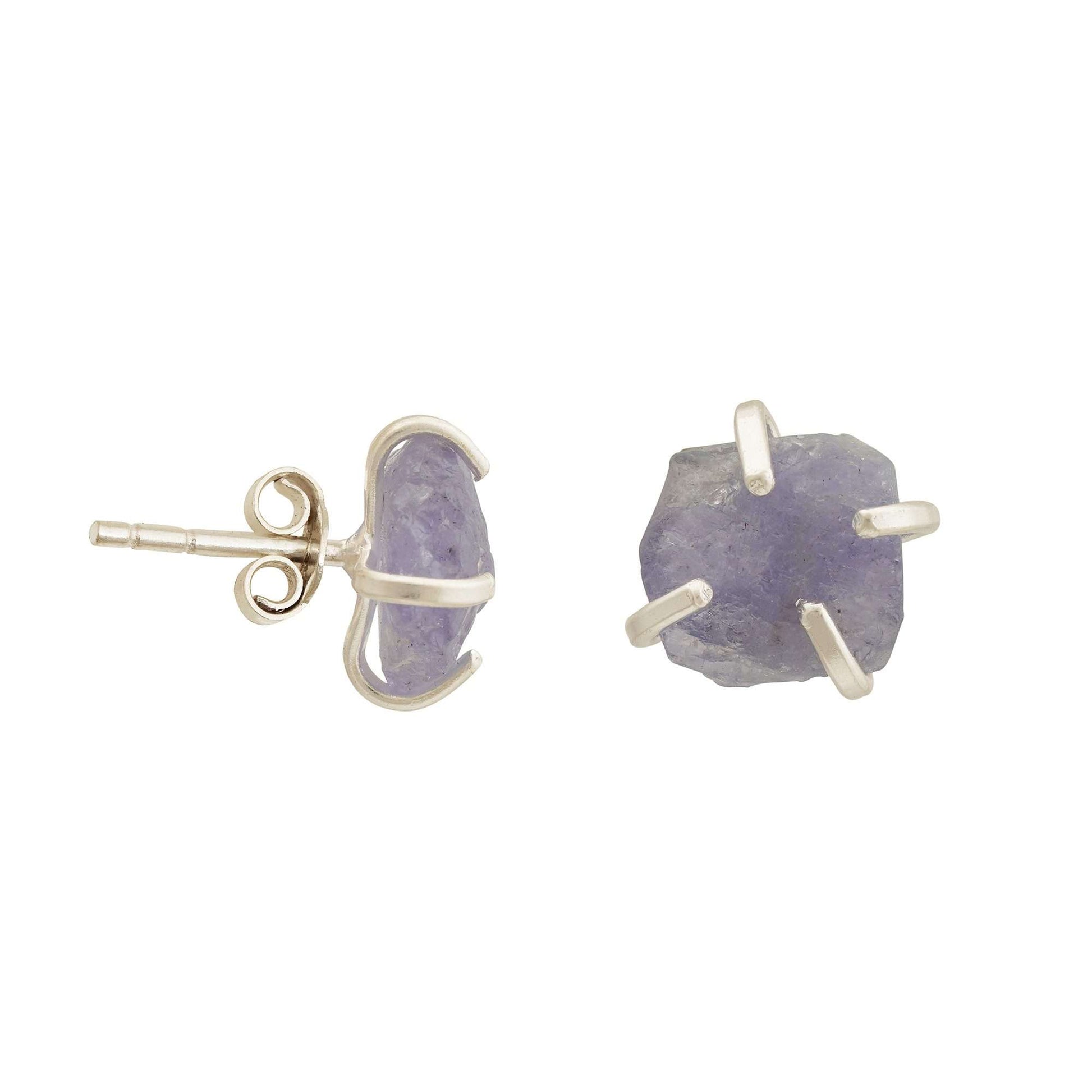 Handmade Tanzanite Earrings in its Natural form in Silver 925-0